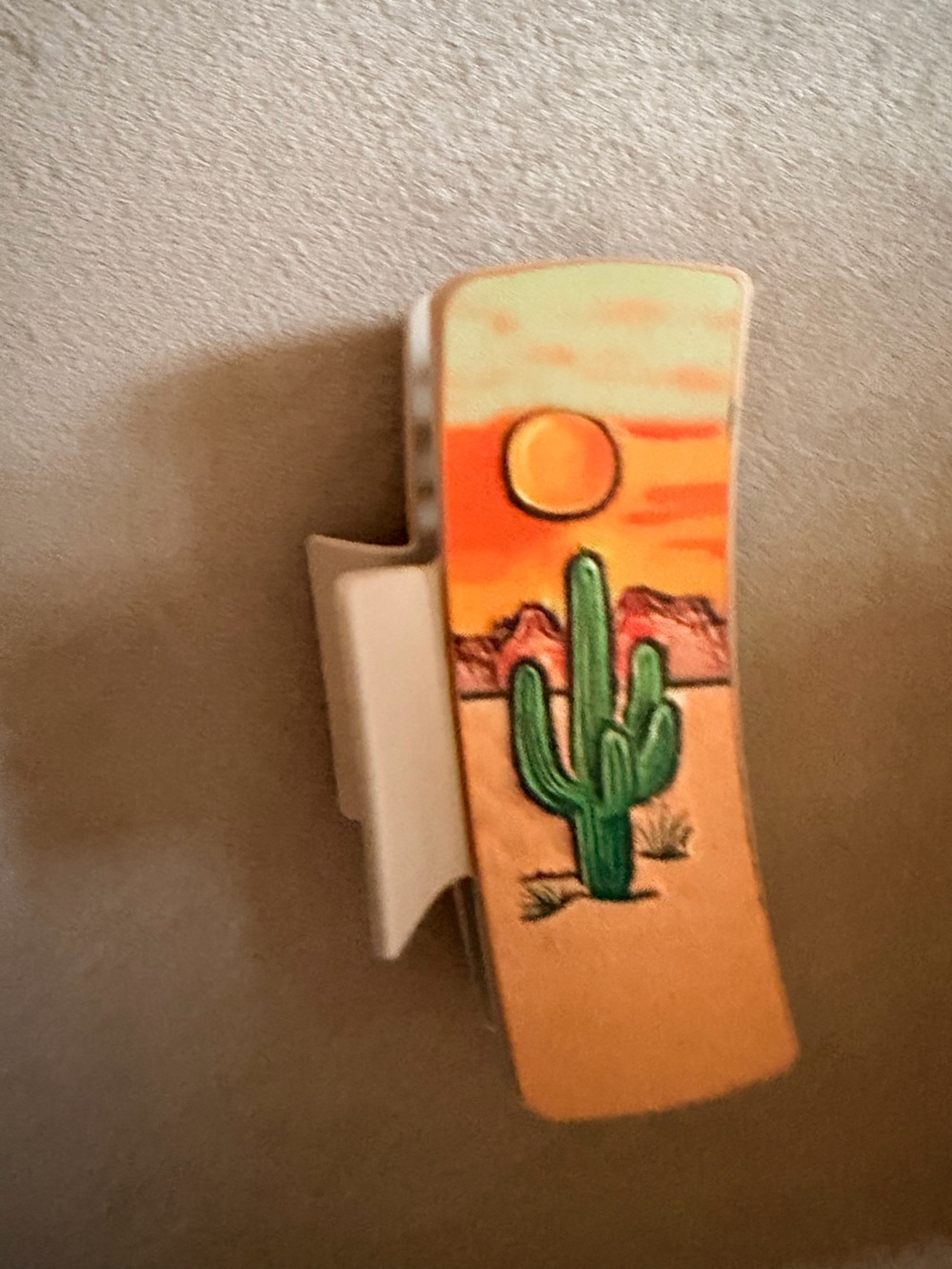 Sunset Cactus Hair Clip - Orange & Green